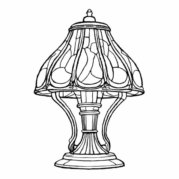 Download Decorative Table Lamp with Stained Glass Shade Coloring pages ...