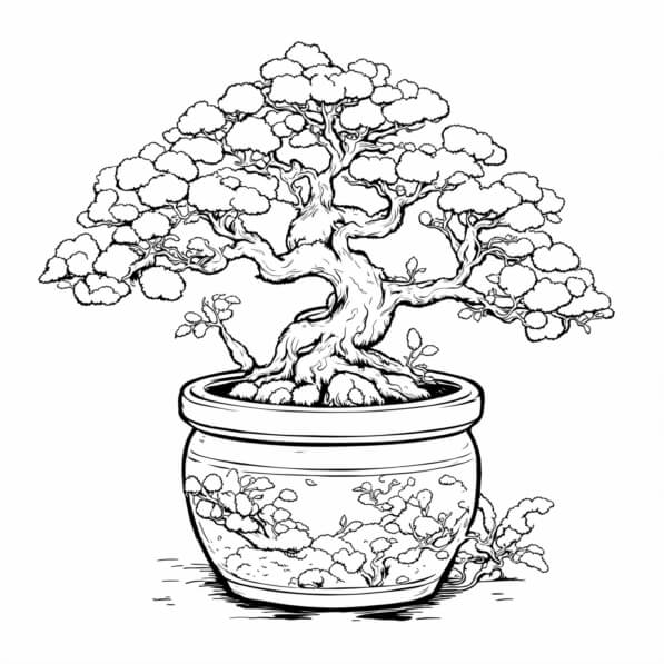 Download Bonsai Tree in Decorative Pot Coloring pages Online - Creative ...