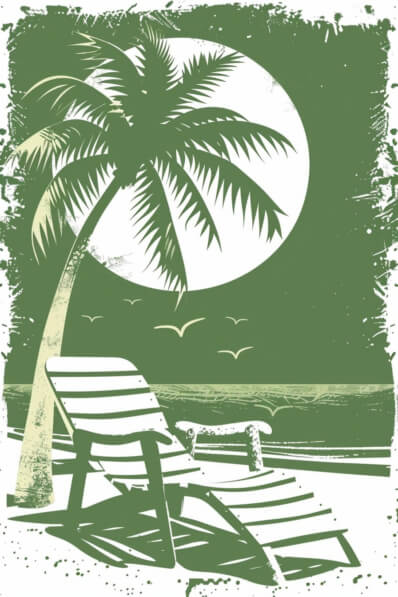Download Relaxing Beach Scene with Palm Tree and Moon Backgrounds ...