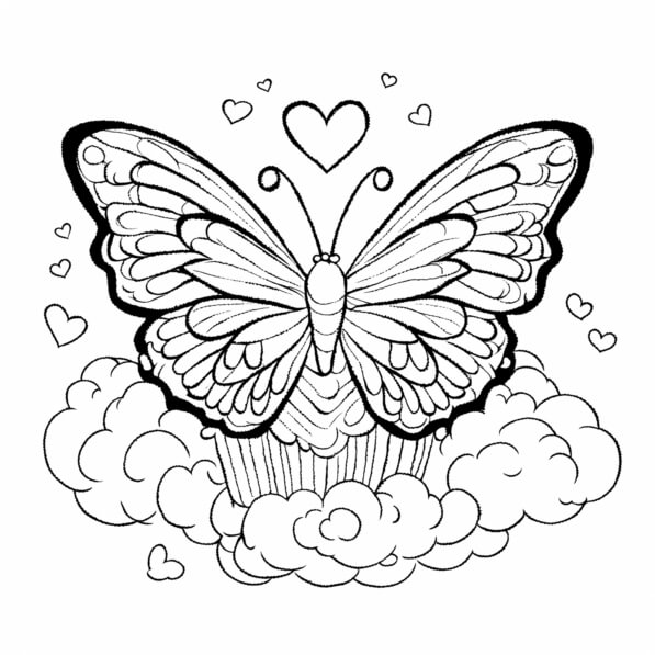 Download Butterfly Cupcake Illustration Coloring pages Online ...