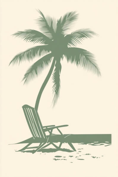 Download Relaxing Beach Scene with Palm Tree and Chair Backgrounds ...