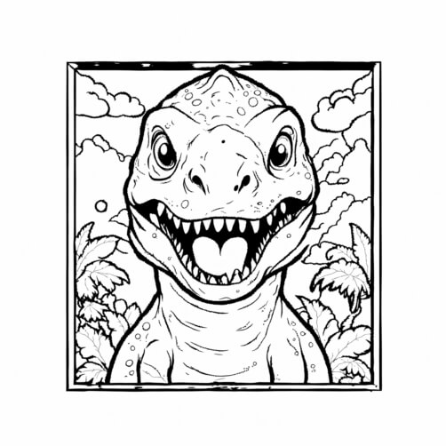Cartoon Dinosaur with Open Mouth and Background Patterns Cartoon Dinosaur with Open Mouth and Background Patterns thumbnail