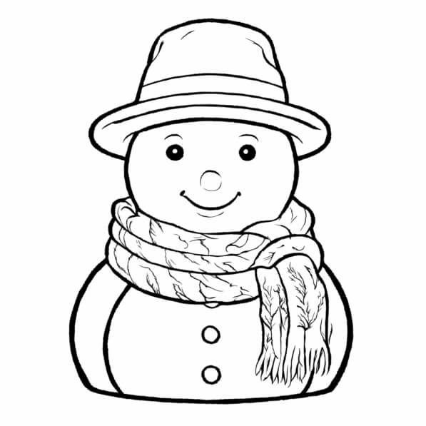 Download Cheerful Snowman with Hat and Scarf Coloring pages Online ...