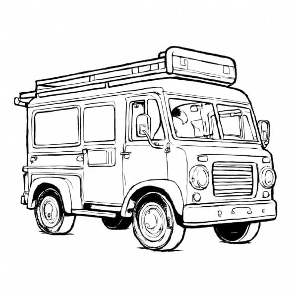 Roof Rack Colouring In Download Vintage Van with Roof Rack Coloring pages Online - Creative ...