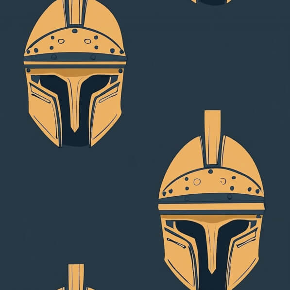 Download Stylized Golden Helmets on Dark Blue Background Patterns ...