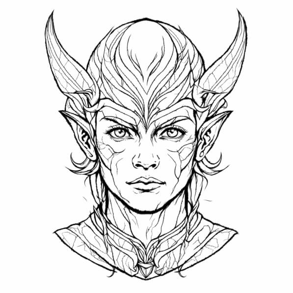 Download Fantasy Character Line Art Coloring pages Online - Creative ...