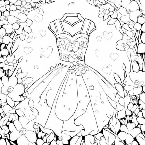 Download Floral Dress Coloring Page Coloring pages Online - Creative Fabrica Download Floral Dress Coloring Page Coloring pages Online - Creative Fabrica