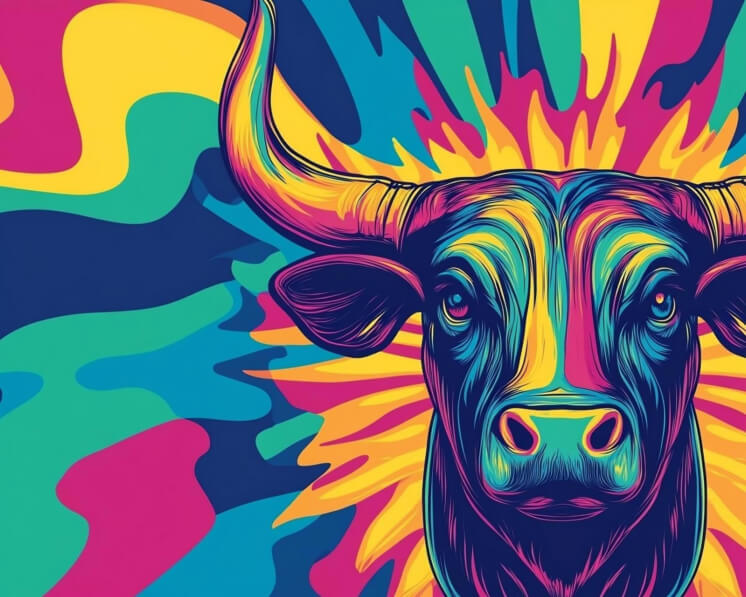 Download Psychedelic Bull Illustration Backgrounds Online - Creative ...