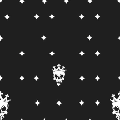 Pattern of crowned skulls and stars on black background Pattern of crowned skulls and stars on black background thumbnail