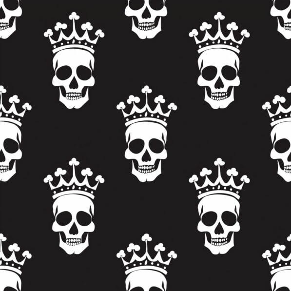 Download Pattern of Skull and Crown Design on Black Background Patterns ...