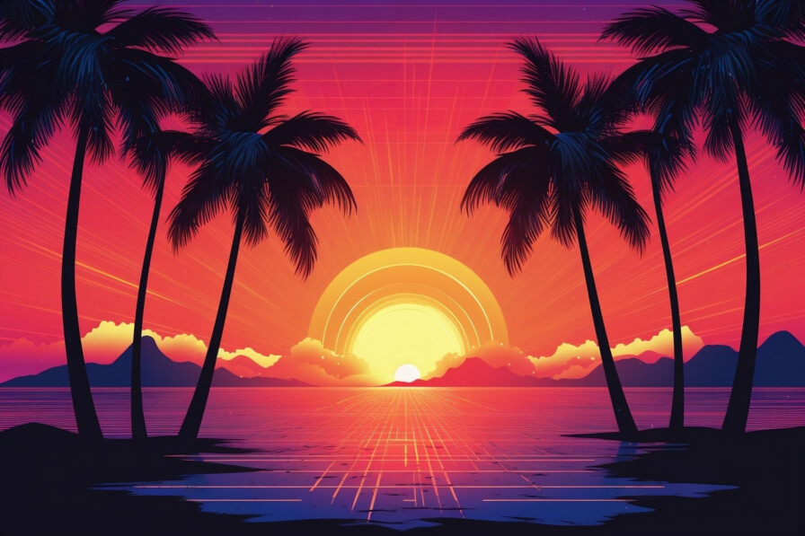 Download Vibrant Sunset Over a Tropical Beach Backgrounds Online ...