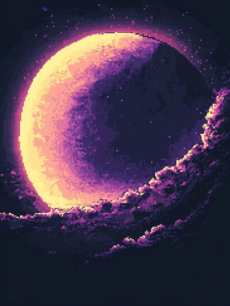 Download Crescent Moon in Pixel Art Style Backgrounds Online - Creative ...