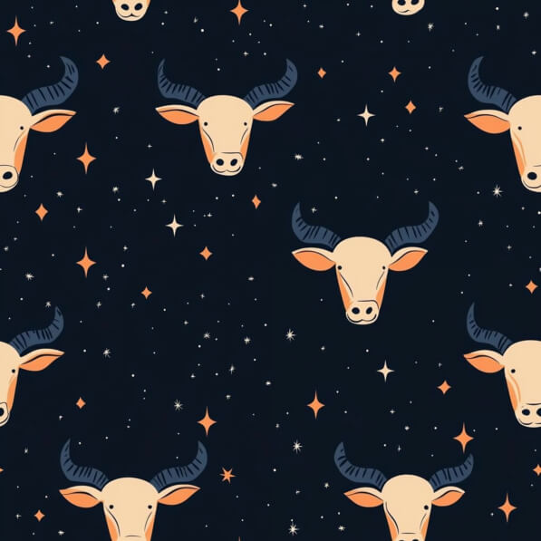 Blue Bulls Pattern Download Whimsical Bull Heads Pattern Against Starry Background ...
