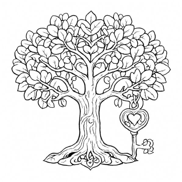 Download Heart Tree Illustration Coloring pages Online - Creative Fabrica