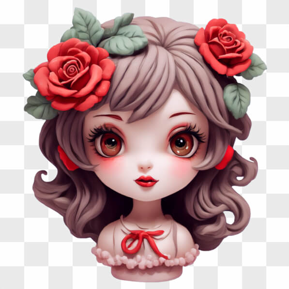 Download Kawaii Character with Roses Kawaii Online - Creative Fabrica