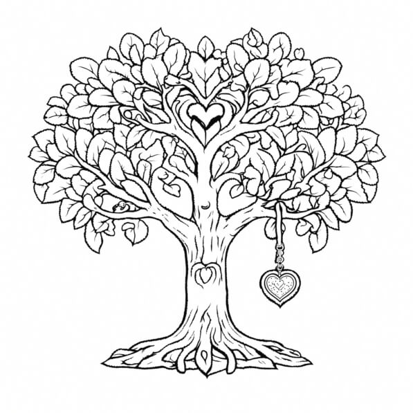Download Heart Tree Illustration Coloring pages Online - Creative Fabrica