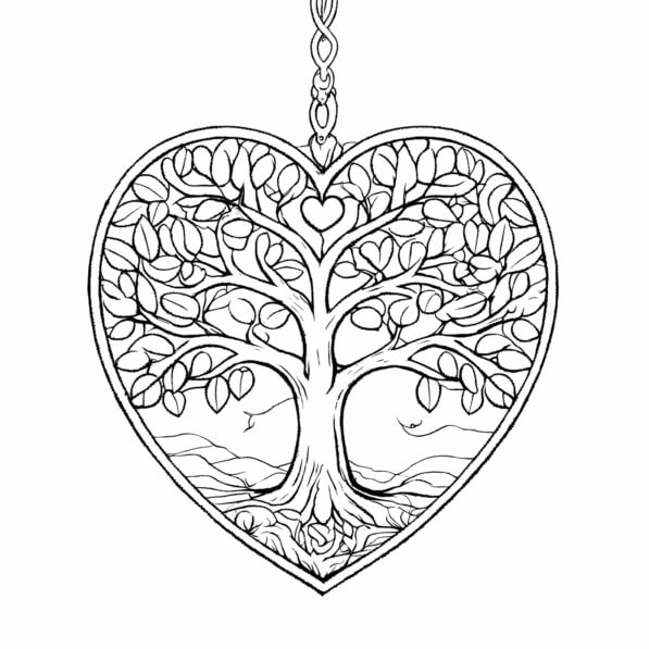 Download Heart-Shaped Tree Illustration Coloring pages Online ...