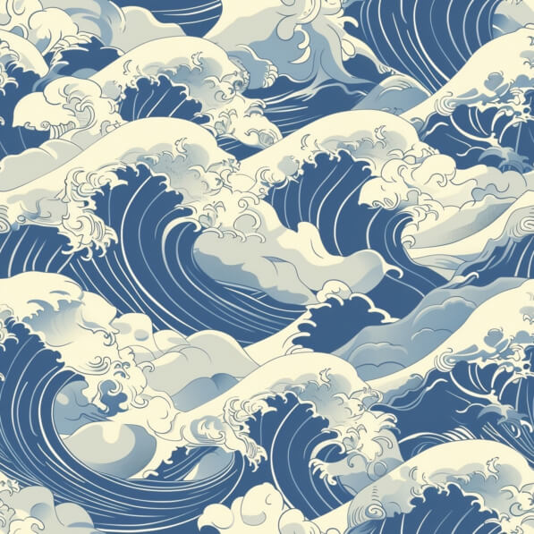 Download Stylized Waves in Blue and Cream Patterns Online - Creative ...