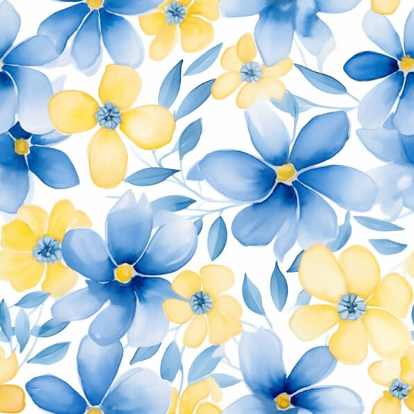 Download Watercolor Floral Pattern with Blue and Yellow Flowers ...