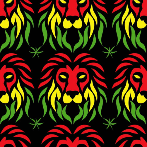 Download Stylized Lion Pattern in Red, Yellow, and Green Patterns ...