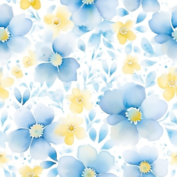 Download Watercolor Floral Pattern with Blue and Yellow Flowers ...