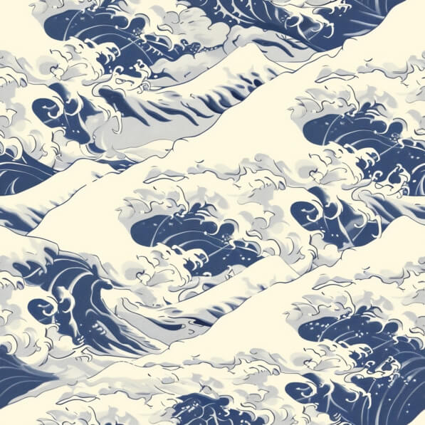 Download Stylized Ocean Waves in Blue and White Patterns Online ...