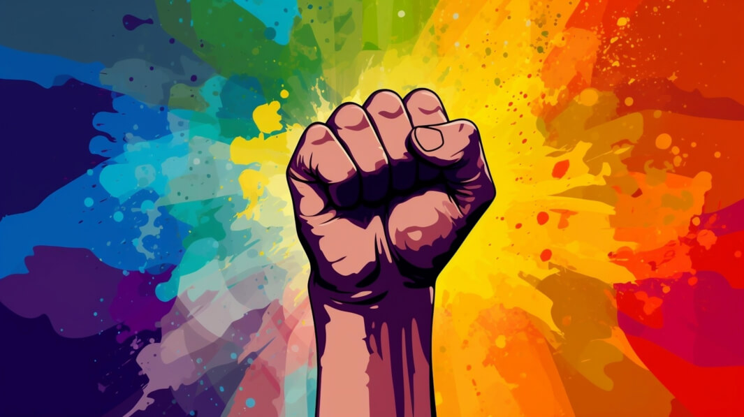 Download Raised Fist Against Colorful Background Backgrounds Online ...