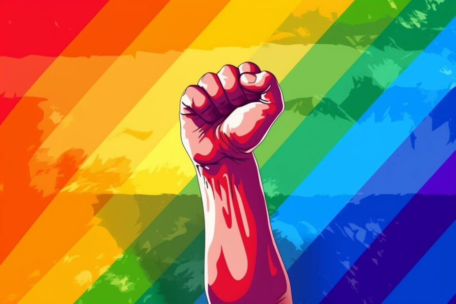 Download Raised Fist Against Rainbow Background Backgrounds Online ...