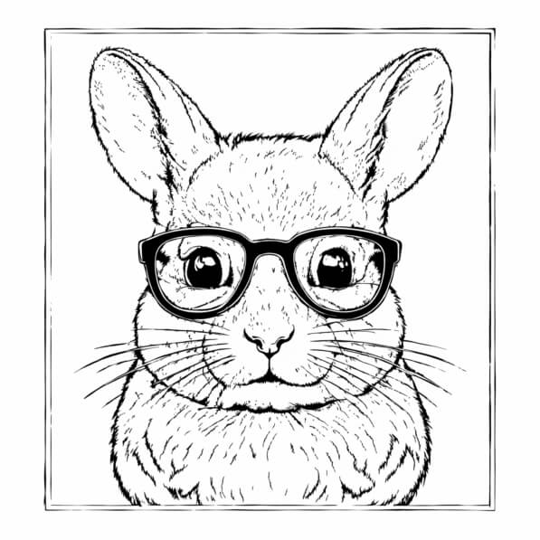 Download Whimsical Rabbit with Glasses Coloring pages Online - Creative ...