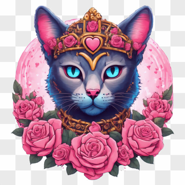 Download Regal Cat Surrounded by Roses Cartoons Online - Creative Fabrica