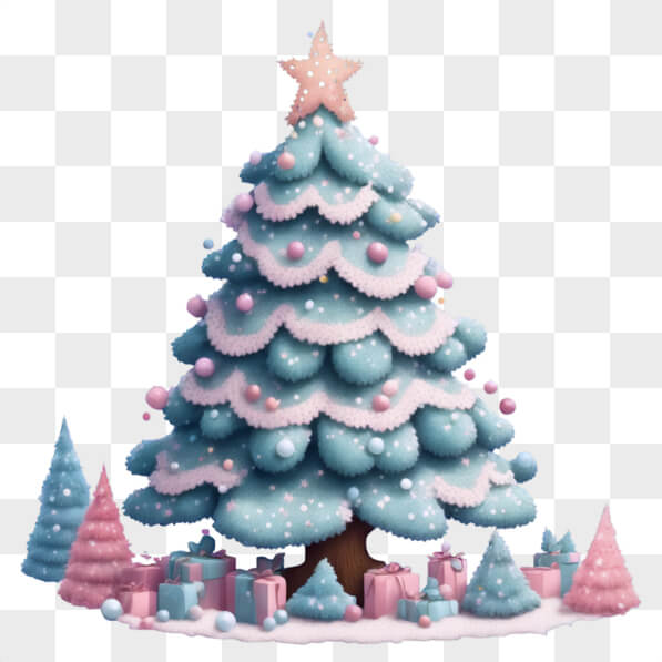 Download Whimsical Christmas Tree in Pastel Colors Cartoons Online ...