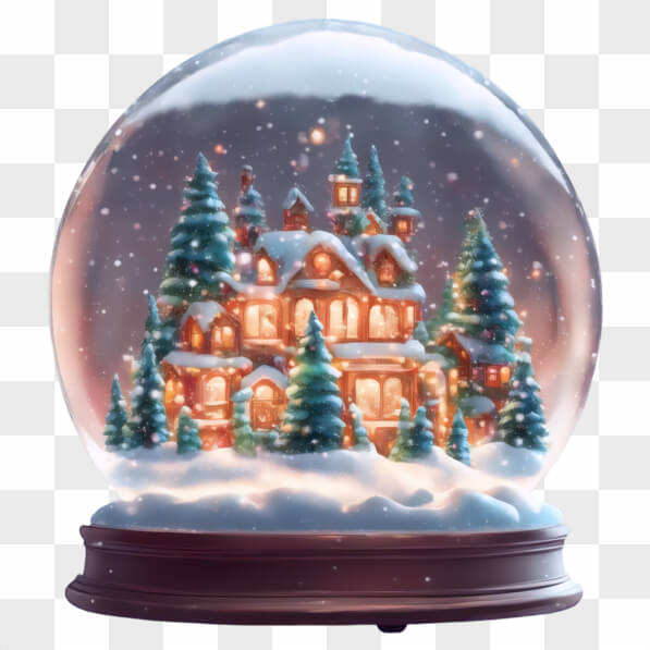 Download Snow Globe with Illuminated House and Pine Trees Cartoons ...