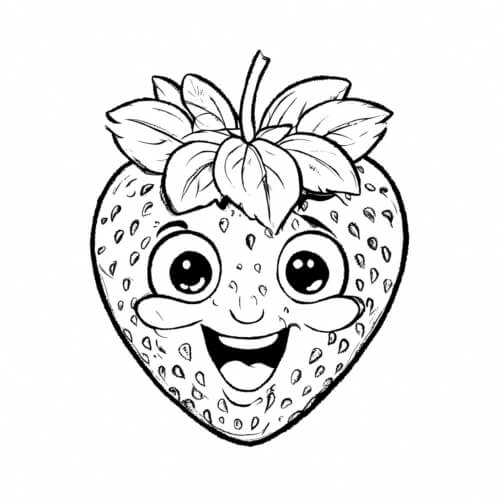 Download Happy Cartoon Strawberry Character Coloring pages Online ...