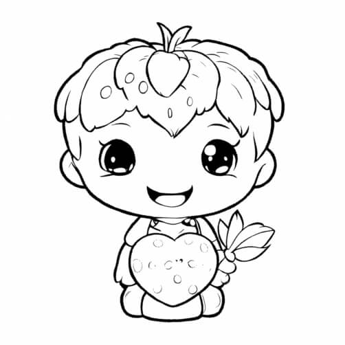 Download Cute Cartoon Strawberry Character Coloring pages Online ...