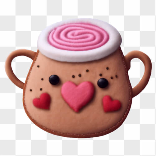 Cute Plush Mug with Hearts and Swirl Topping Cartoons Cute Plush Mug with Hearts and Swirl Topping Cartoons thumbnail