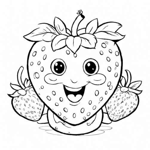 Download Cute Cartoon Strawberry Character Coloring pages Online ...