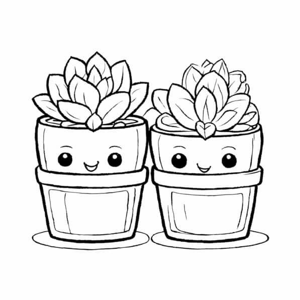 Download Cute Cartoon Succulent Pots Coloring pages Online - Creative  Fabrica