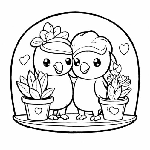Download Cute Cartoon Birds with Ice Cream Coloring pages Online ...