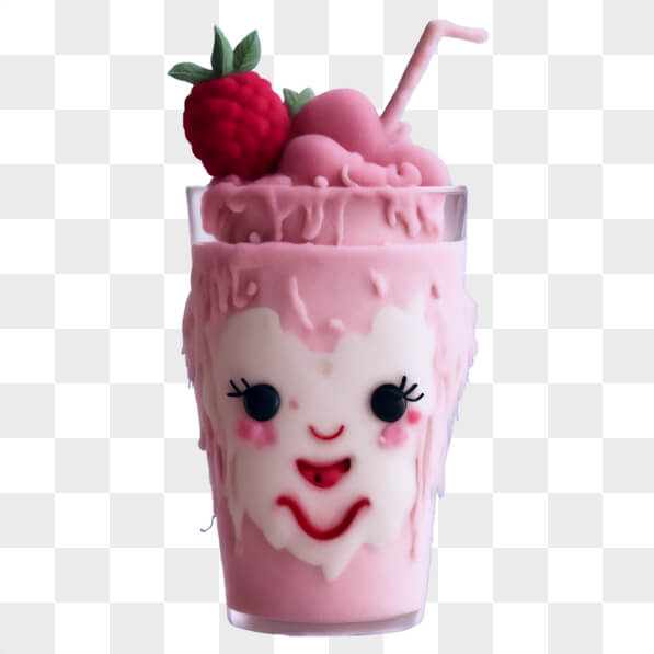 Download Cheerful Pink Milkshake with Ice Cream and Raspberry Cartoons ...