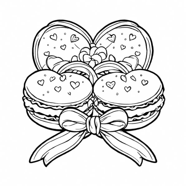 Download Decorative Macarons with Bow Coloring pages Online - Creative ...