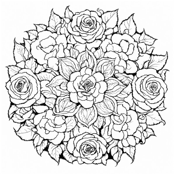 Download Intricate Black and White Rose Illustration Coloring pages ...