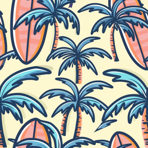 Download Tropical Pattern with Palm Trees and Surfboards Patterns ...