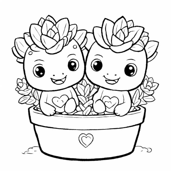 Download Cute Flower Pot Characters Coloring pages Online - Creative ...