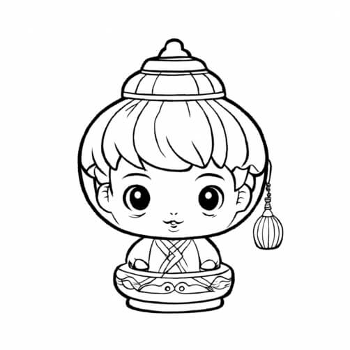Download Cute Cartoon Character in Line Art Style Coloring pages Online ...