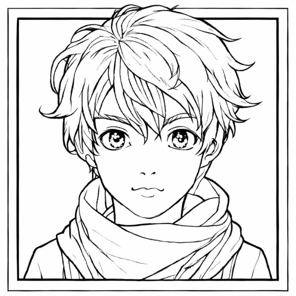 Download Line Drawing of a Young Boy Coloring pages Online - Creative ...