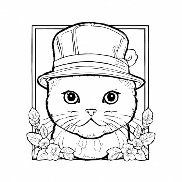 Descarga Ilustración de gato elegante Páginas para colorear En Línea ...