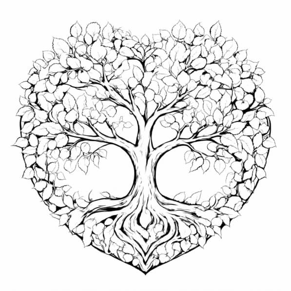 Download Heart-Shaped Tree Illustration Coloring pages Online ...