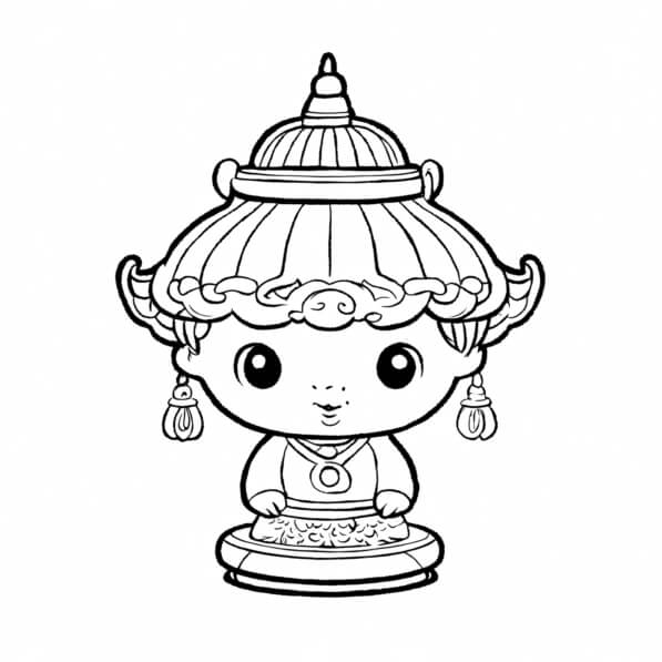 Download Cute Cartoon Character in Line Art Style Coloring pages Online ...