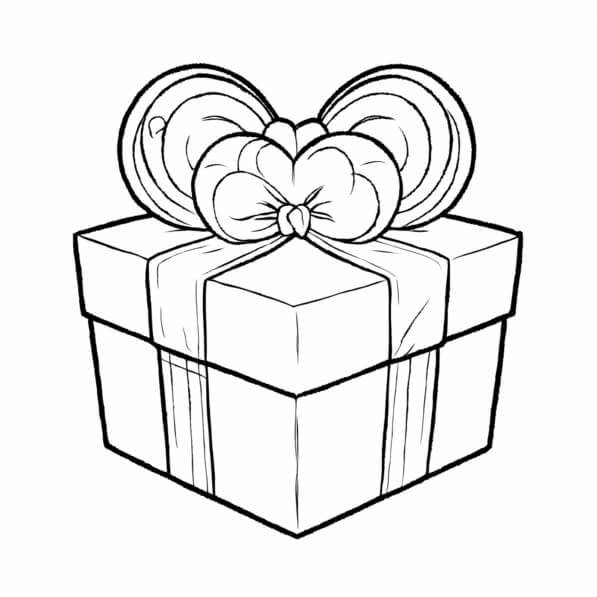Download Decorative Gift Box with Bow Coloring pages Online - Creative ...