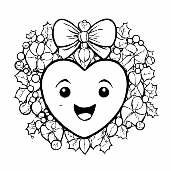 Download Cheerful Heart Wreath Coloring Page Coloring pages Online ...